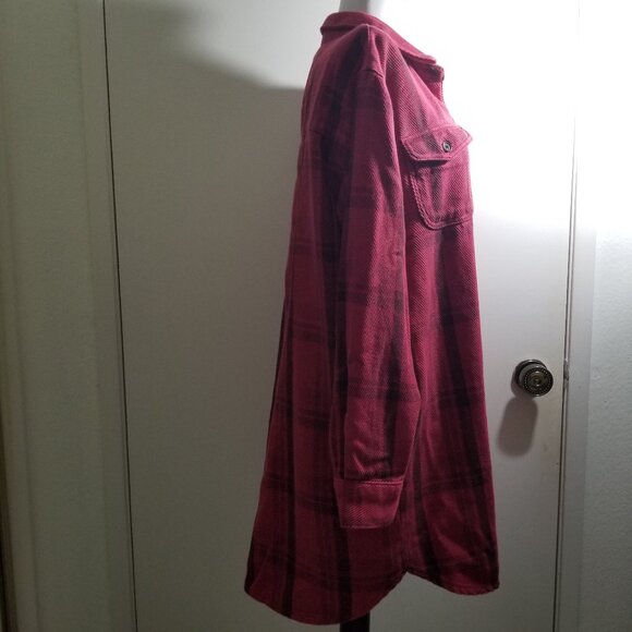 Outerknown Long Blanket Shirt, flannel/plaid, size S/P, Red - Picture 3 of 9